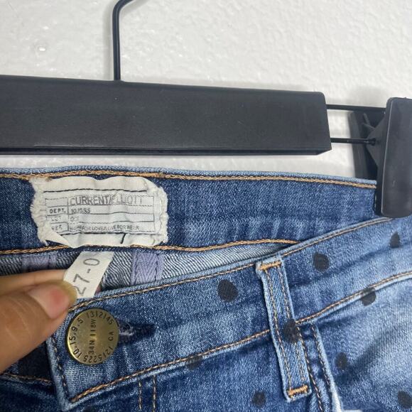 Current Elliott Womens Jeans Size 27 Denim Blue Polka Dot Skinny Leg Casual - Picture 3 of 14